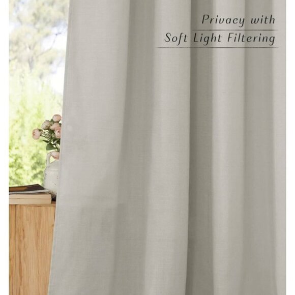 2 pc Gray Linen Curtains Privacy Light Filtering incld 2 pc Holdbacks - Picture 4 of 7